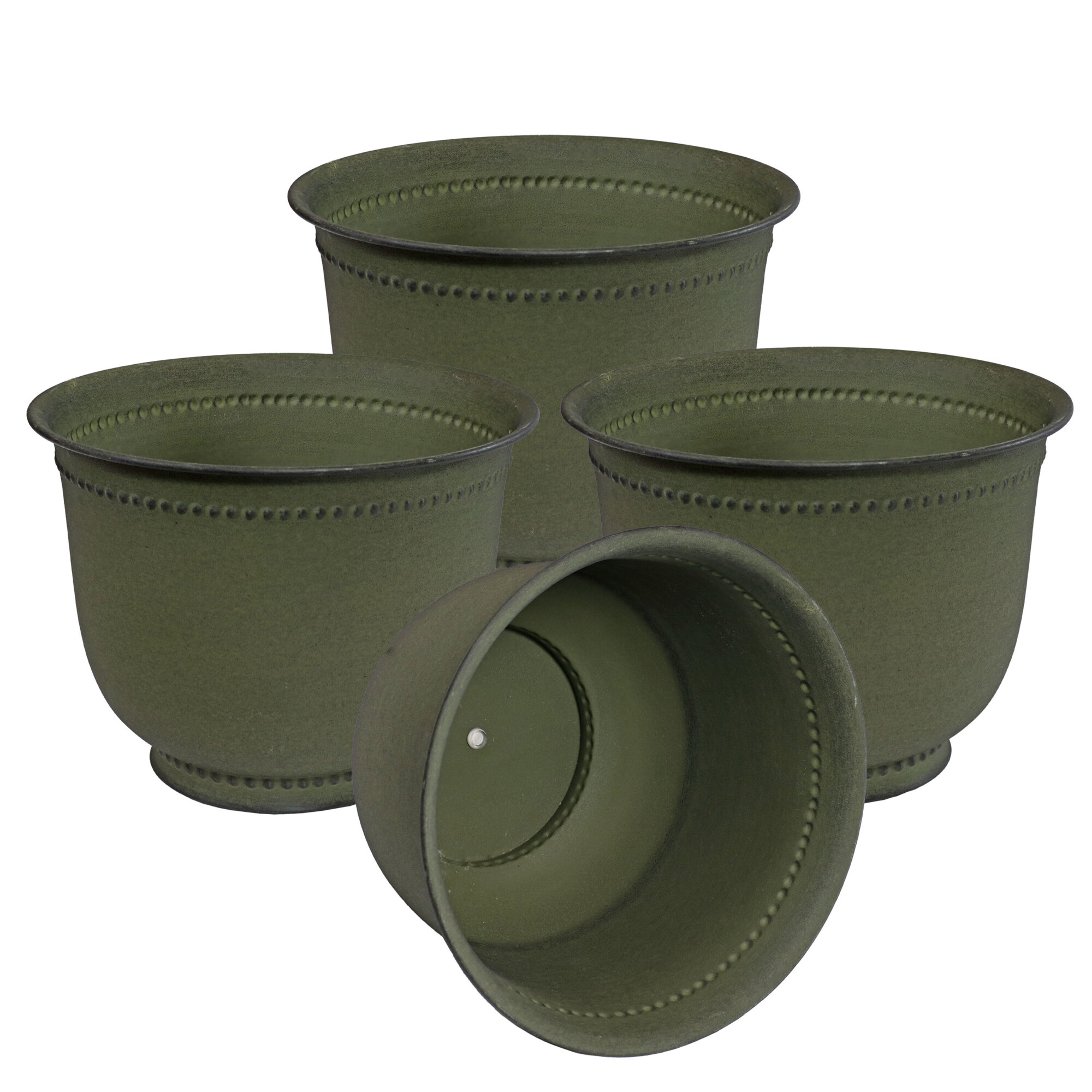 Sunnydaze Decor, Michael Metal Planter - Matte Sage - 4pk, Container Length 14.5 in, Container Width 14.5 in, Material Iron, Model# DRV-1824